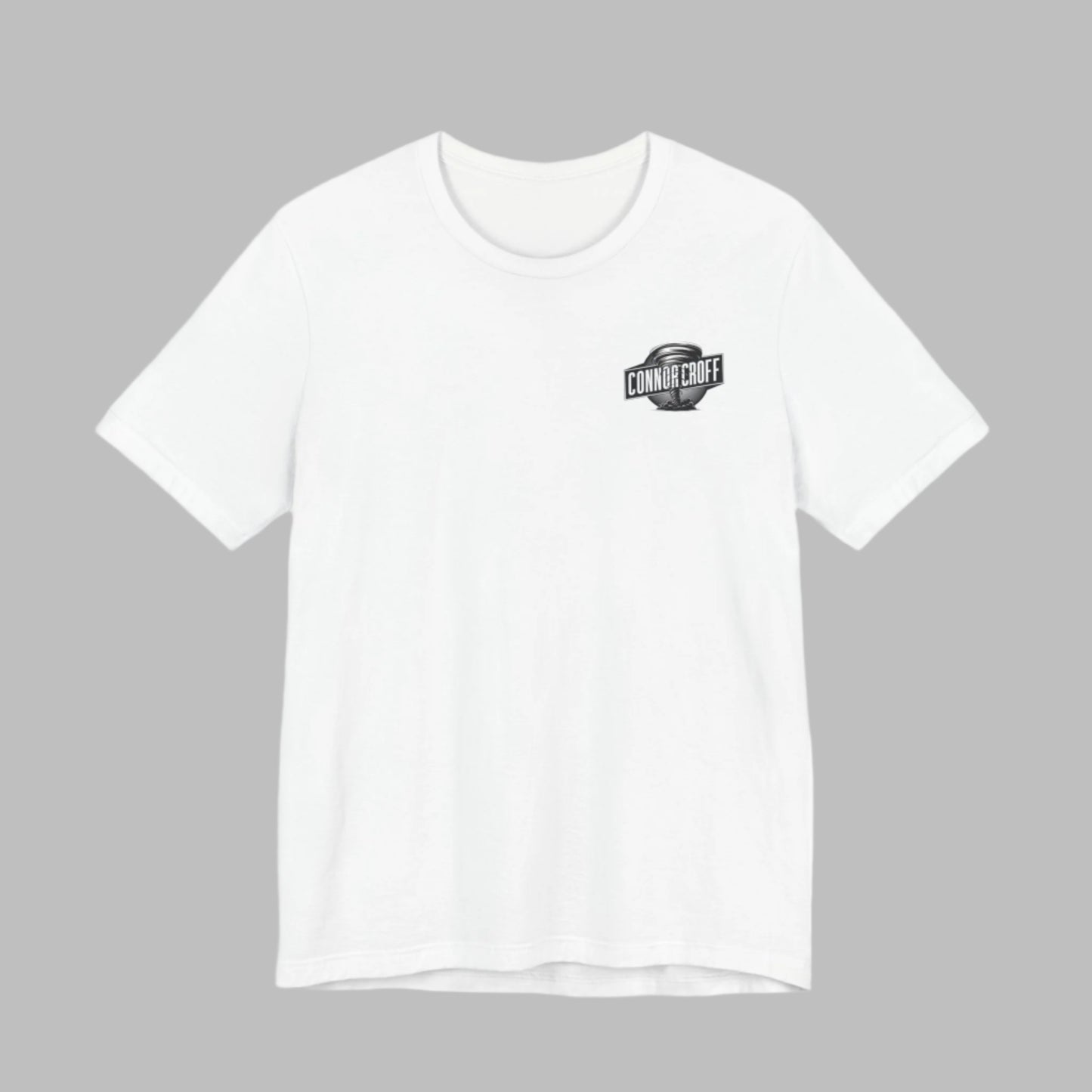 Connor Croff Small Black White Logo Front & Linear Back Unisex Jersey Short Sleeve Tee