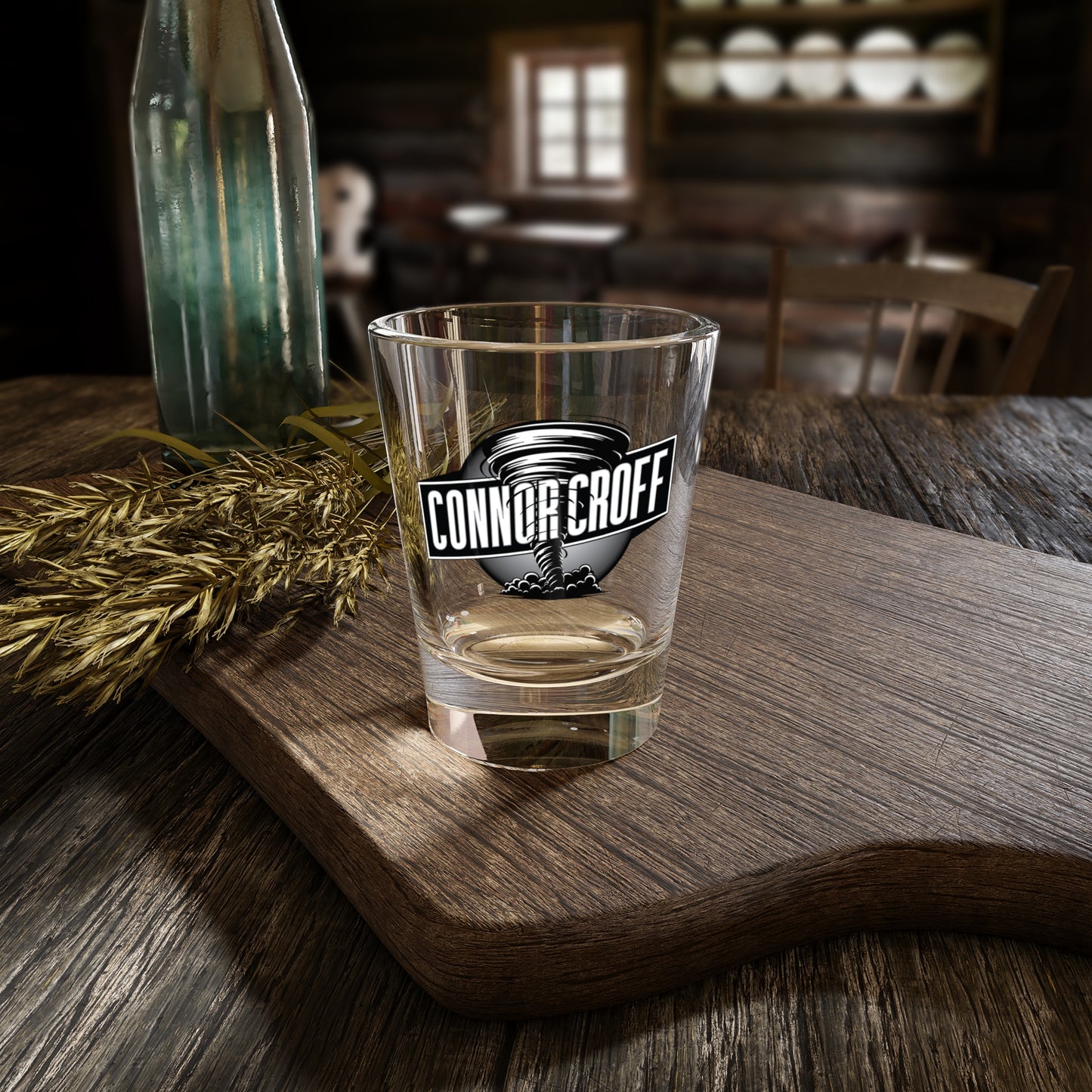 Connor Croff Black & White Tornado Logo Shot Glass 1.5oz