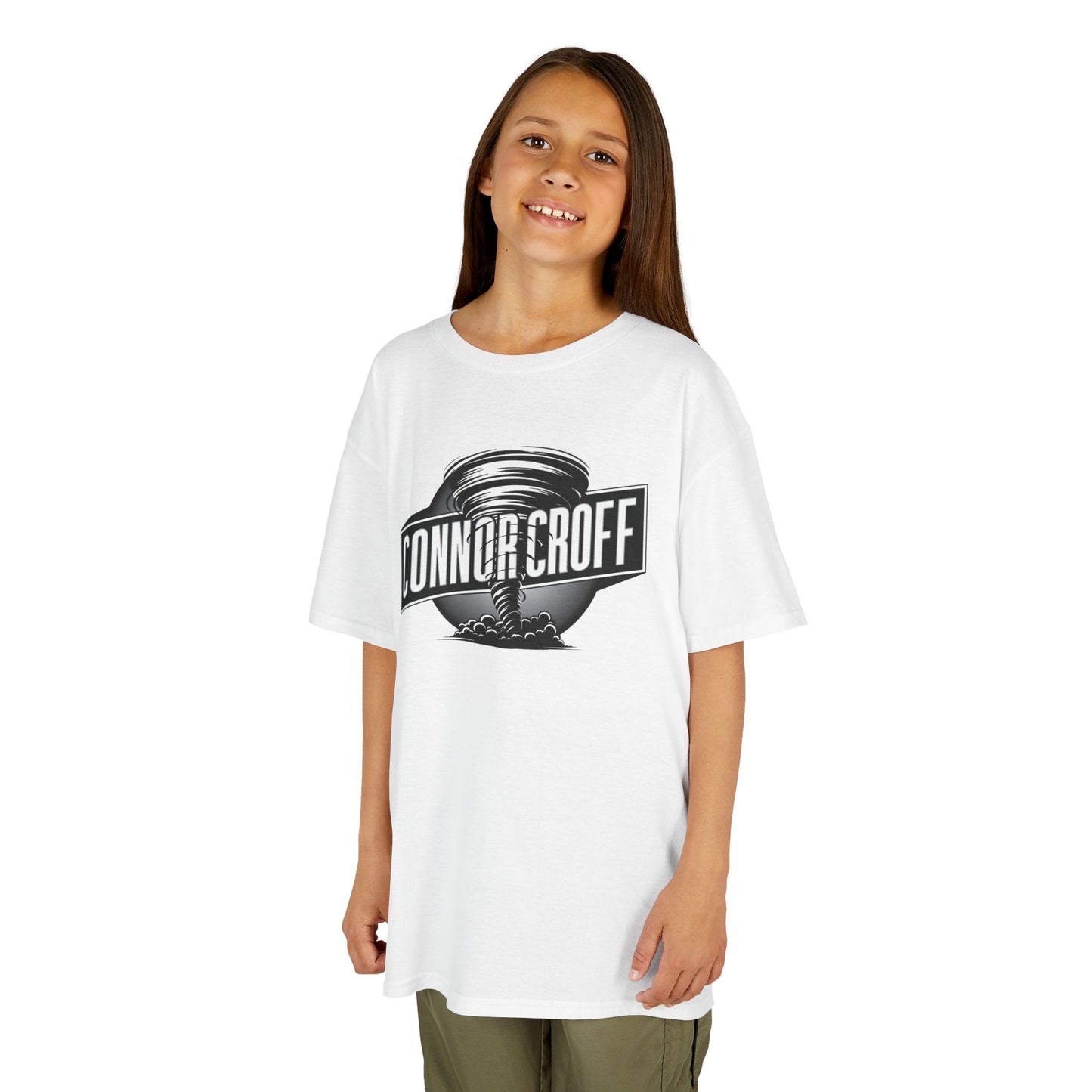YOUTH (KIDS) Connor Croff Black White Circle Logo Heavy Cotton™ Tee