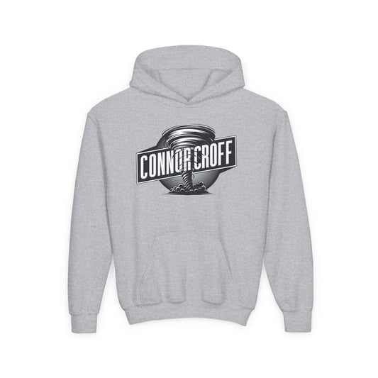 Connor Croff Black White Circle Logo Hoodie Youth Heavy Blend Hooded Sweatshirt