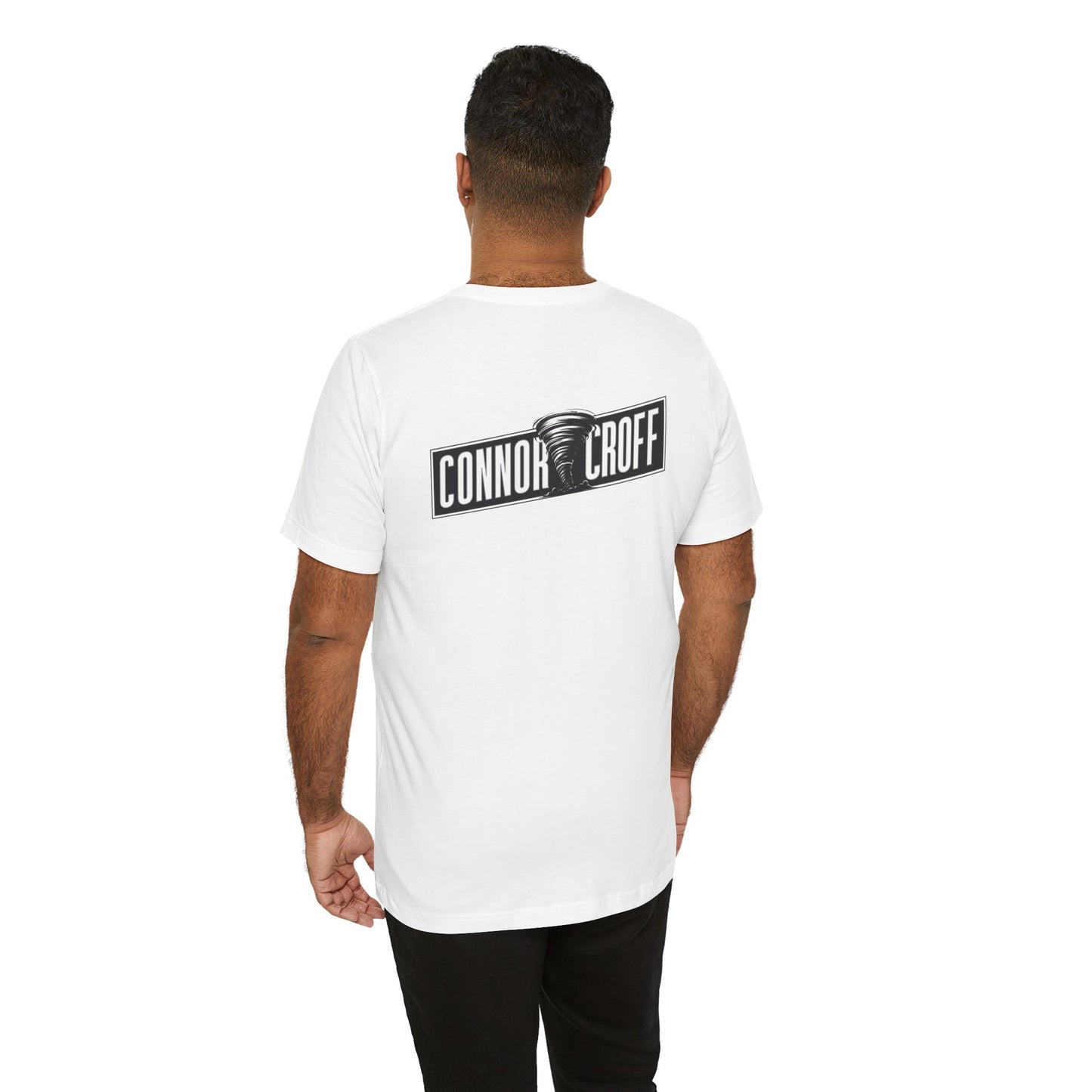 Connor Croff Small Black White Logo Front & Linear Back Unisex Jersey Short Sleeve Tee