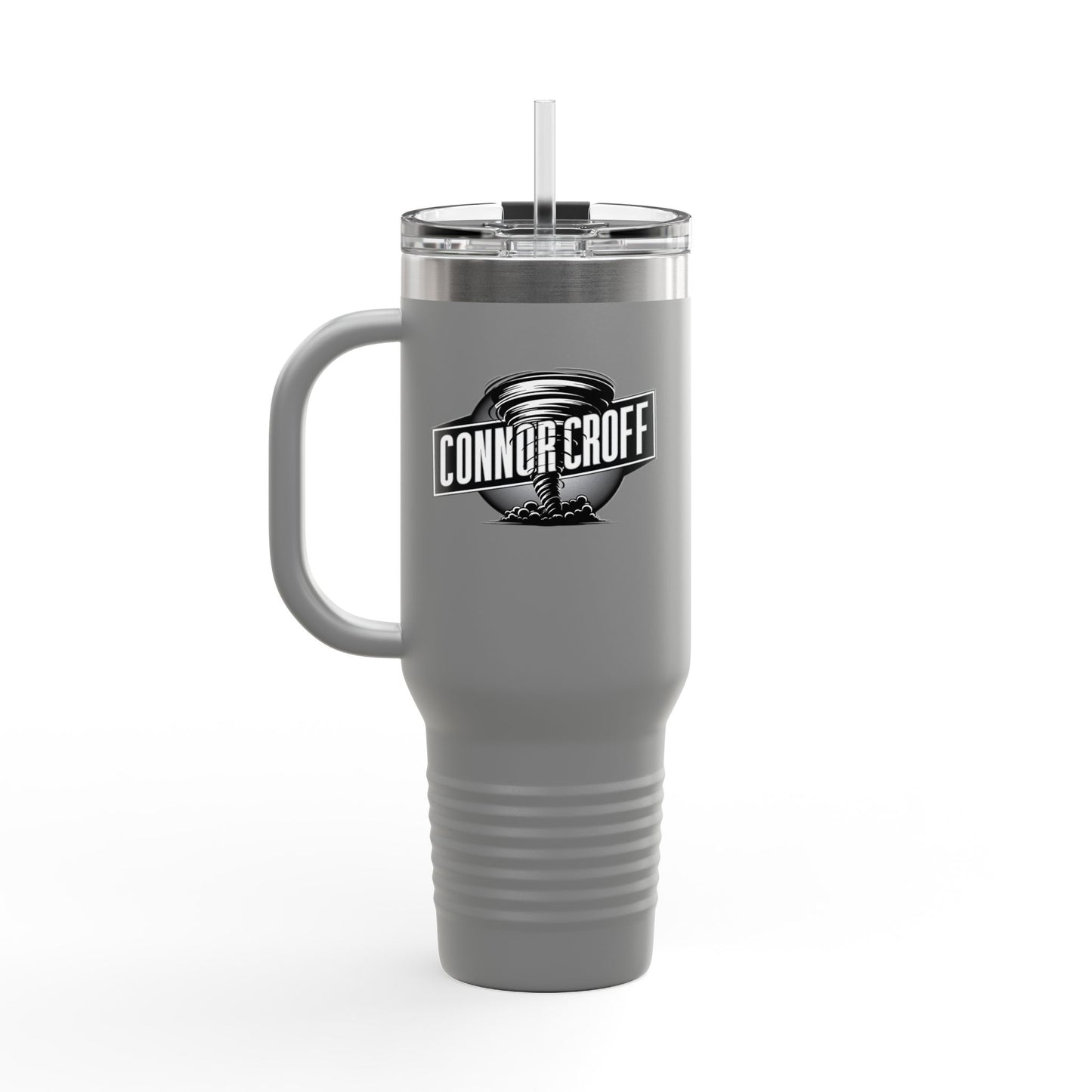 Connor Croff Black White Circle Logo Insulated Travel Mug, 40oz