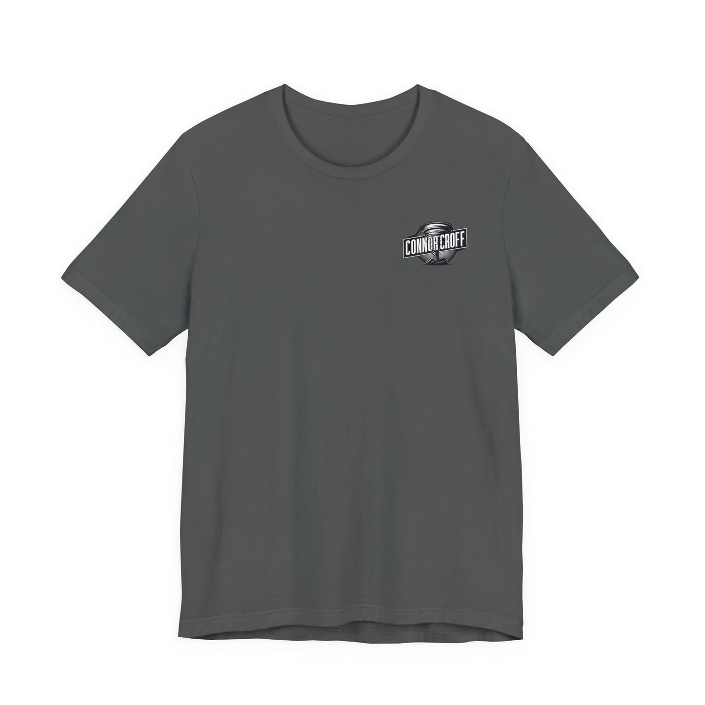 Connor Croff Small Black White Logo Front & Linear Back Unisex Jersey Short Sleeve Tee