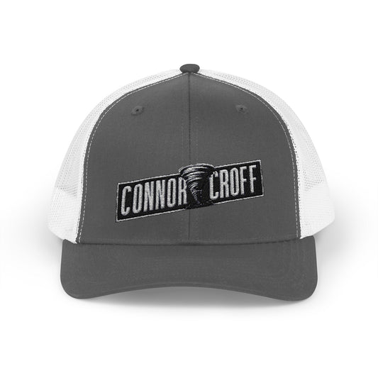 Connor Croff Black White Logo Snapback Trucker Cap
