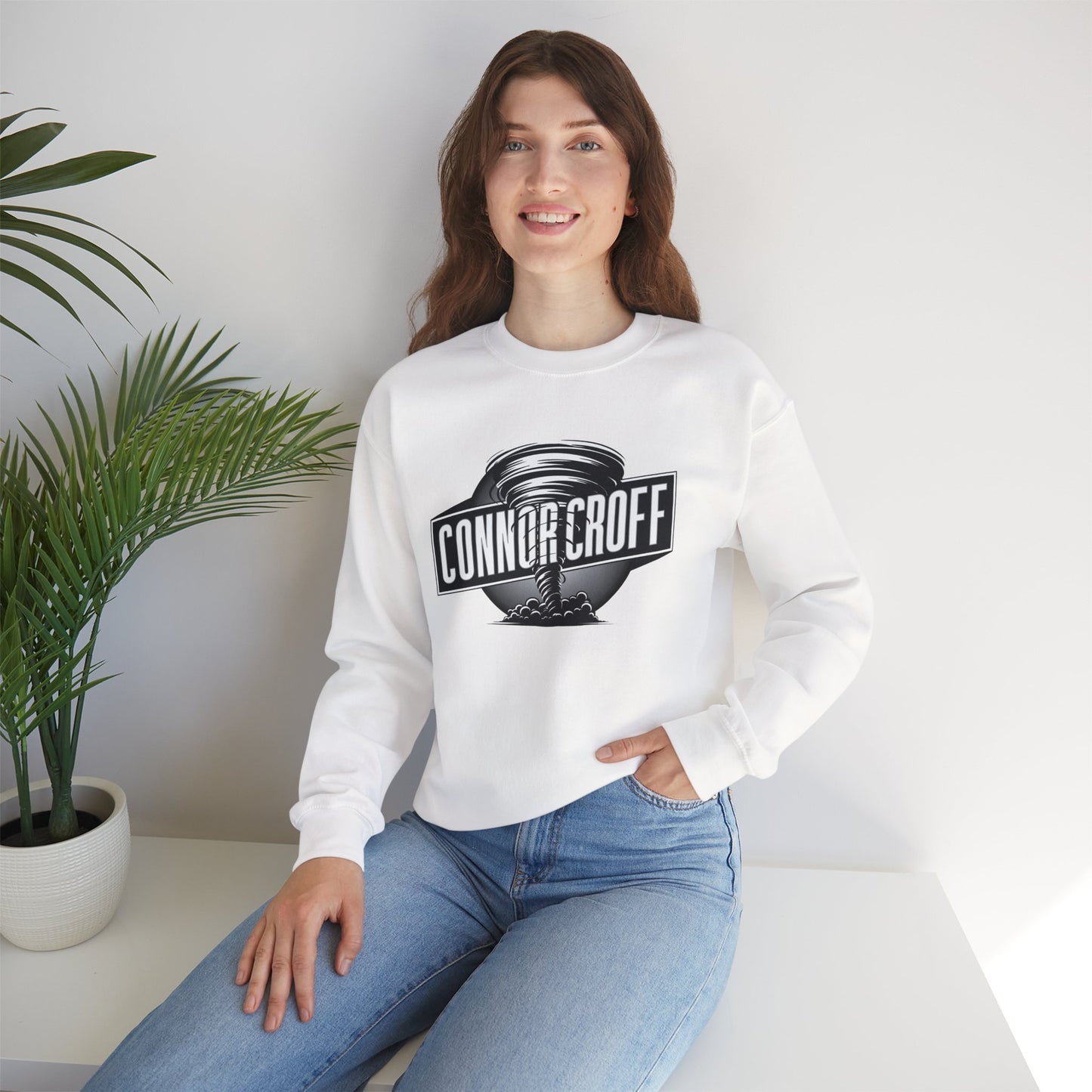 Connor Croff Black White Circle Logo Unisex Heavy Blend™ Crewneck Sweatshirt
