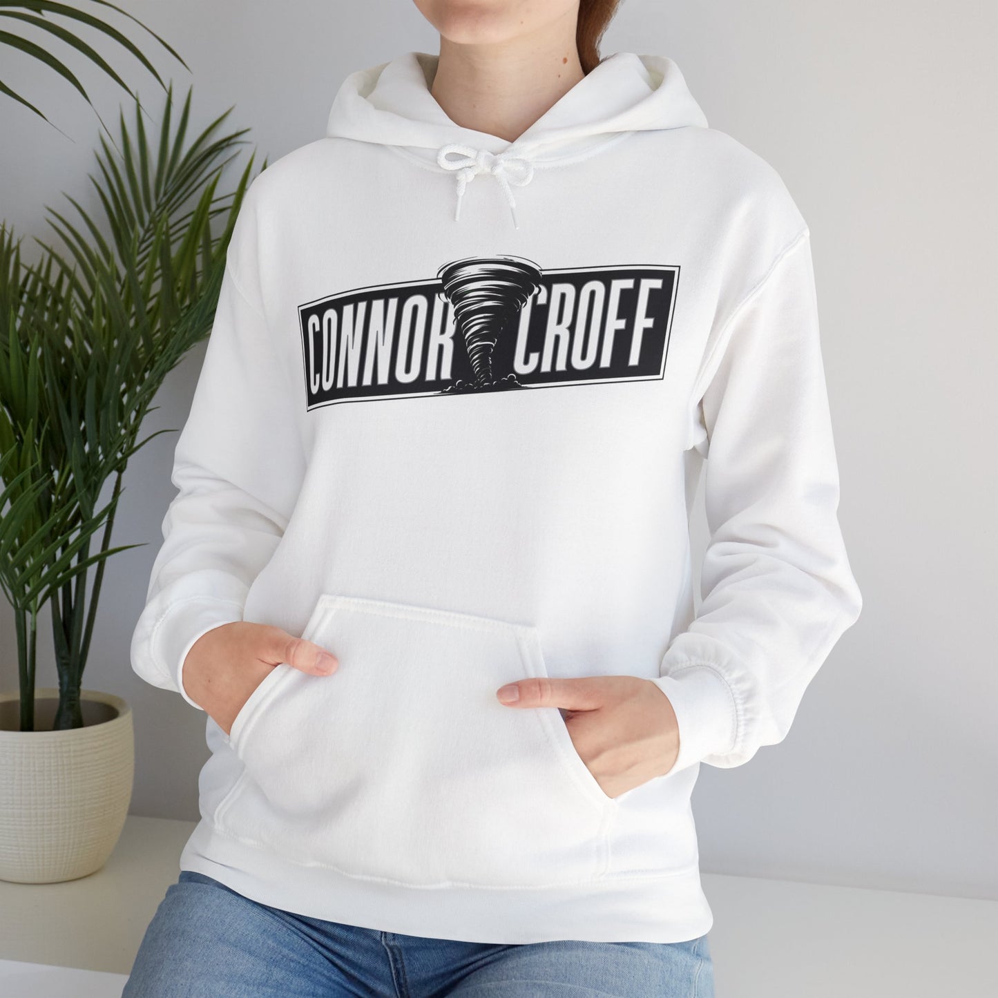 Connor Croff Black White Logo Unisex Heavy Blend™ Hooded Sweatshirt
