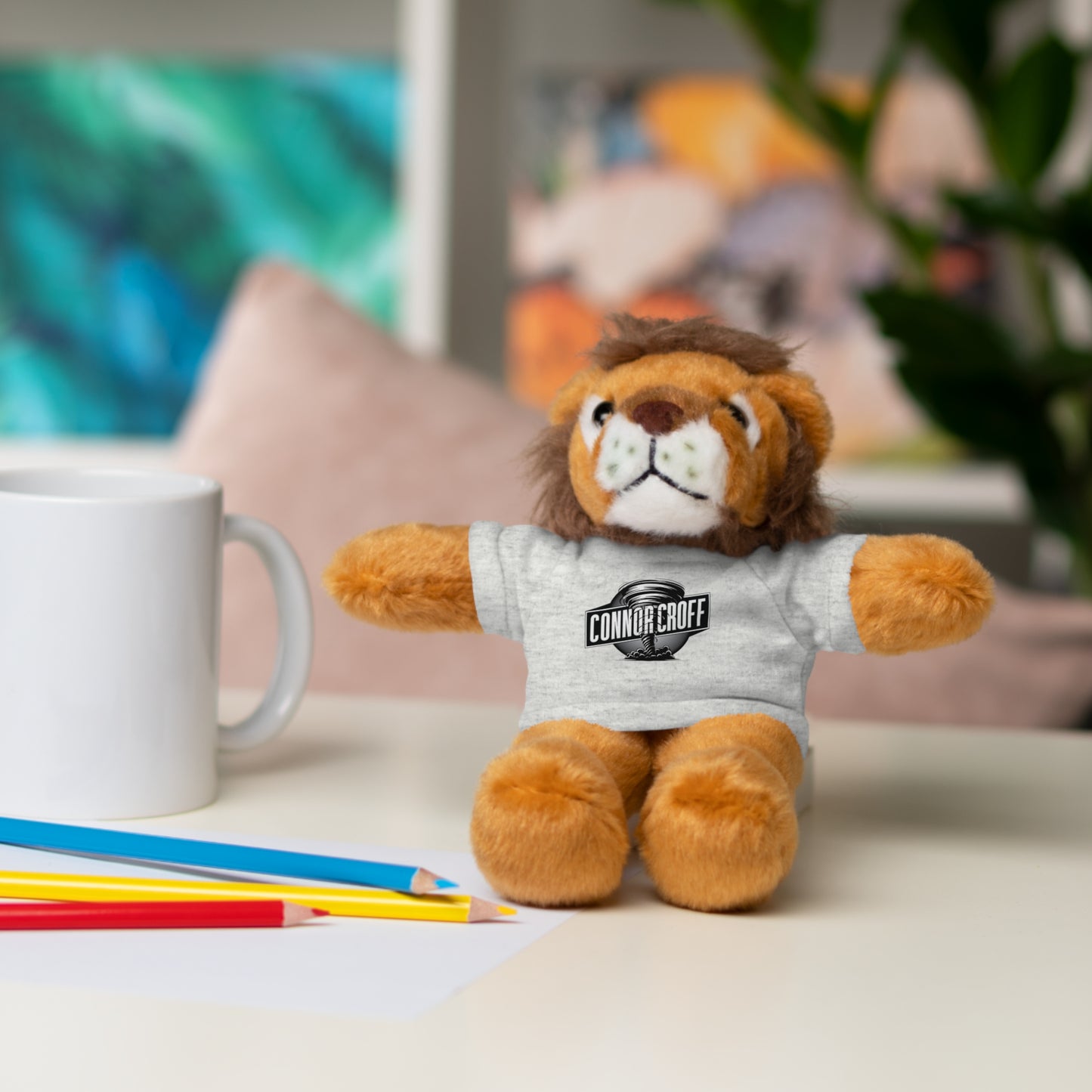 Stuffed Animal Plush LION with Connor Croff Circle Logo Tee
