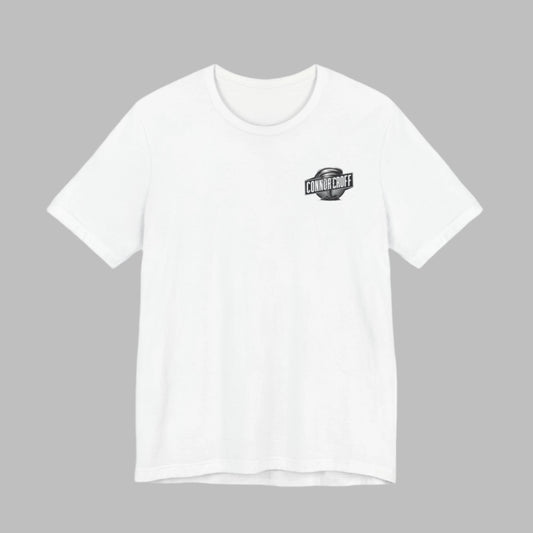 Connor Croff Small Black White Logo Front & Linear Back Unisex Jersey Short Sleeve Tee