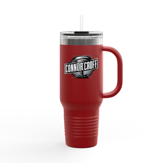 Connor Croff Black White Circle Logo Insulated Travel Mug, 40oz
