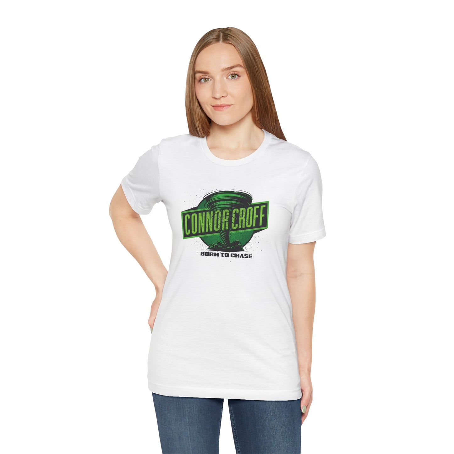 Connor Croff Green Circle "Born To Chase" Logo Unisex Jersey Short Sleeve Tee