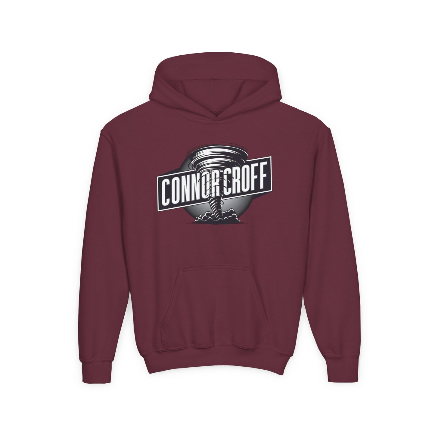 Connor Croff Black White Circle Logo Hoodie Youth Heavy Blend Hooded Sweatshirt