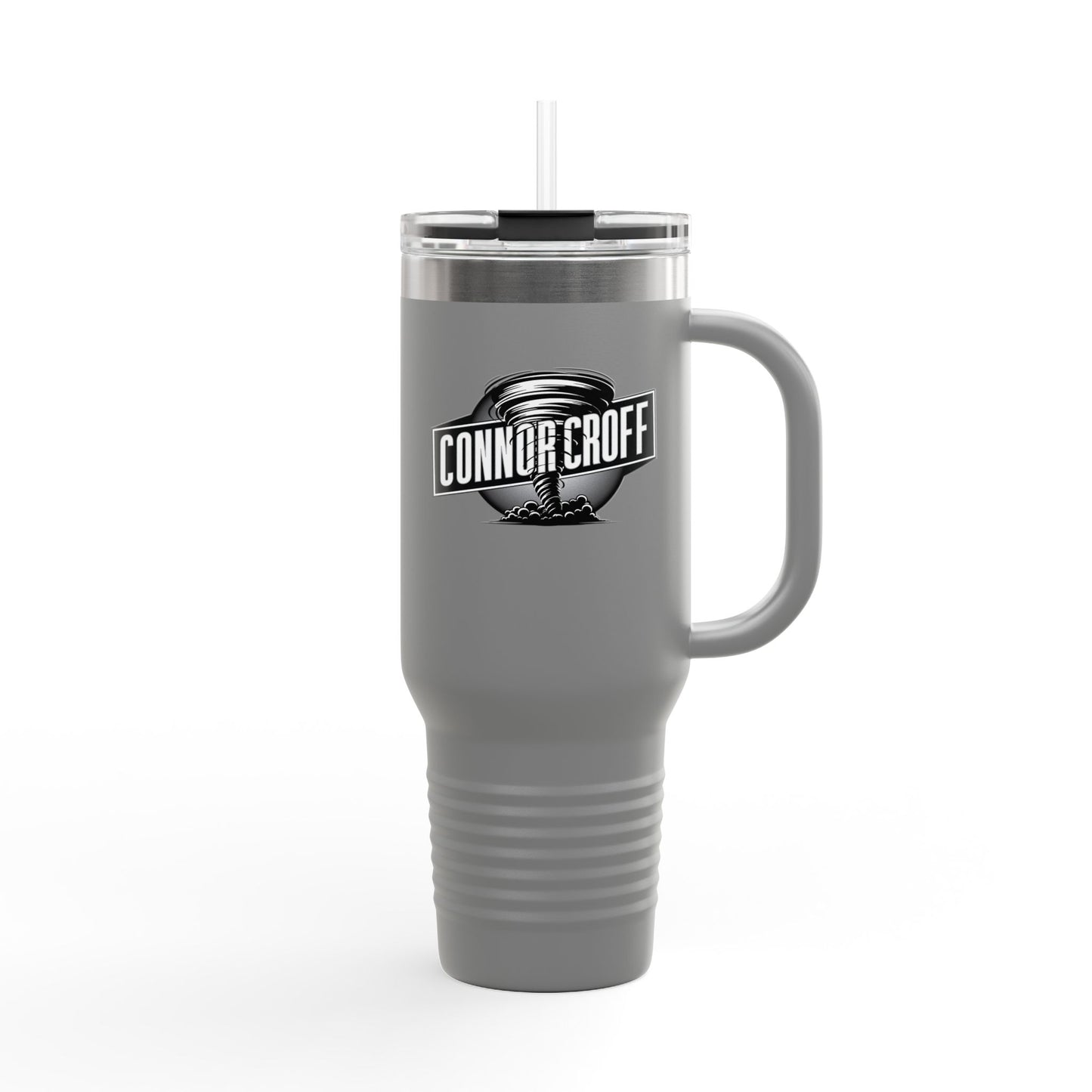Connor Croff Black White Circle Logo Insulated Travel Mug, 40oz