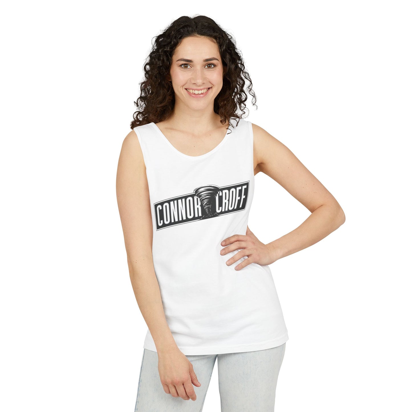 Connor Croff Black White Logo Unisex Garment-Dyed Tank Top