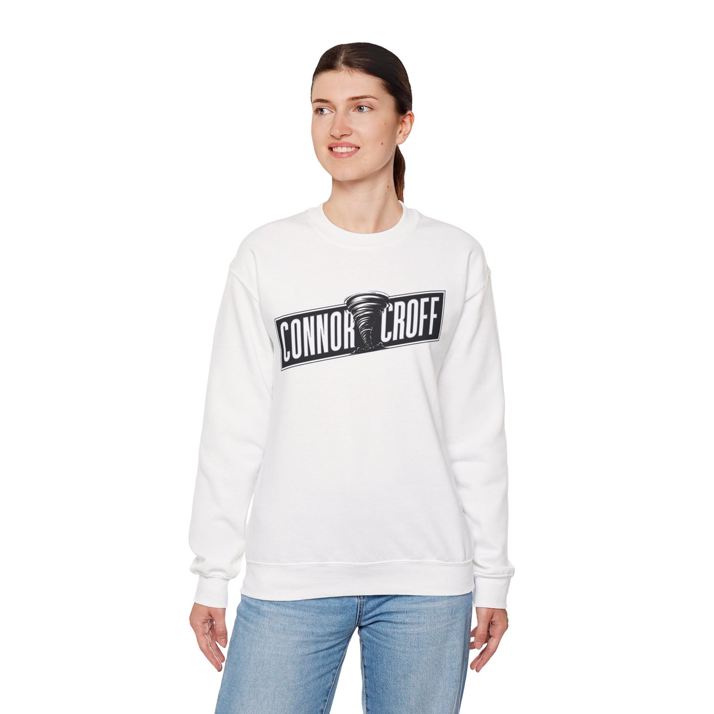 Connor Croff Black White Logo Unisex Heavy Blend™ Crewneck Sweatshirt