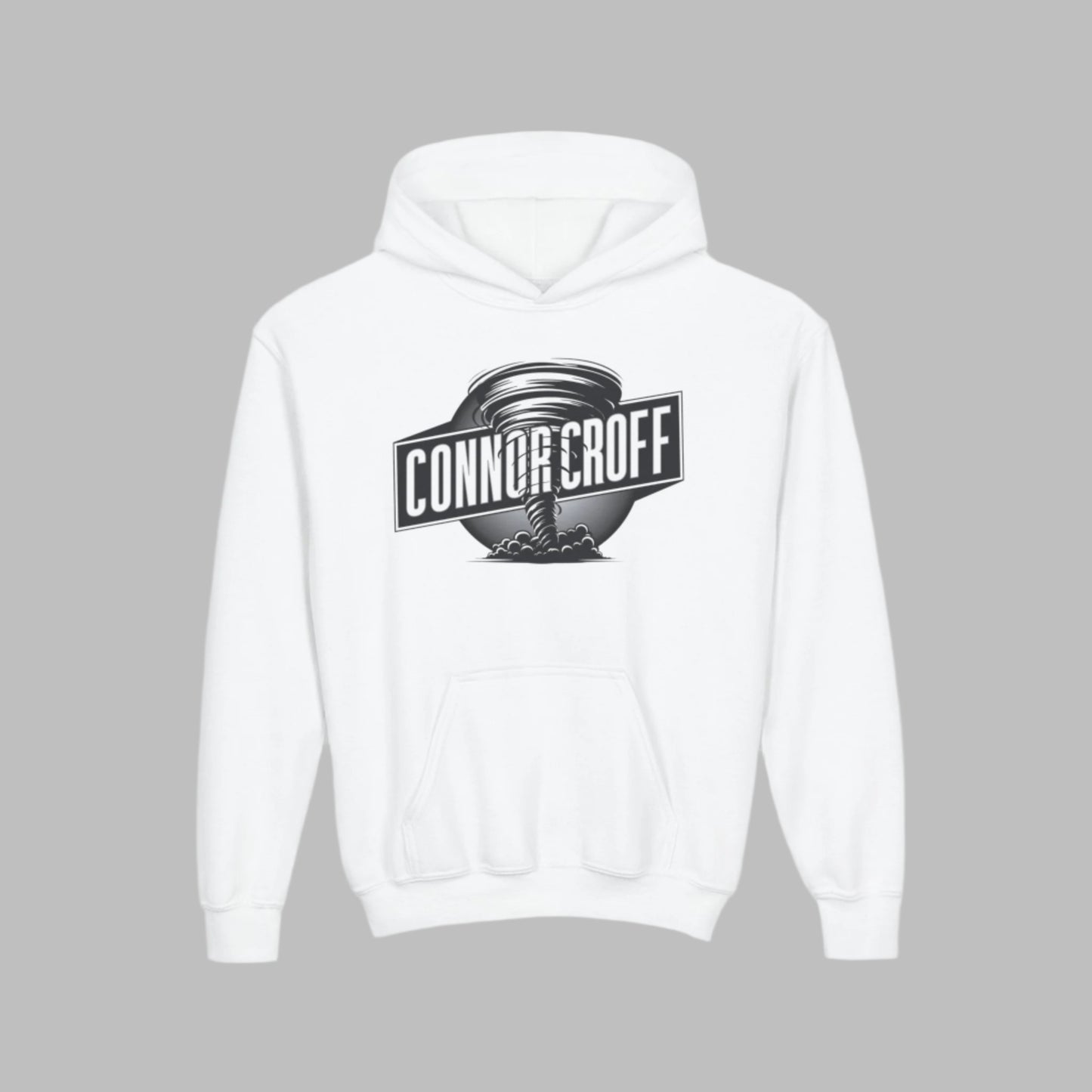 Connor Croff Black White Circle Logo Hoodie Youth Heavy Blend Hooded Sweatshirt