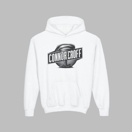 Connor Croff Black White Circle Logo Hoodie Youth Heavy Blend Hooded Sweatshirt