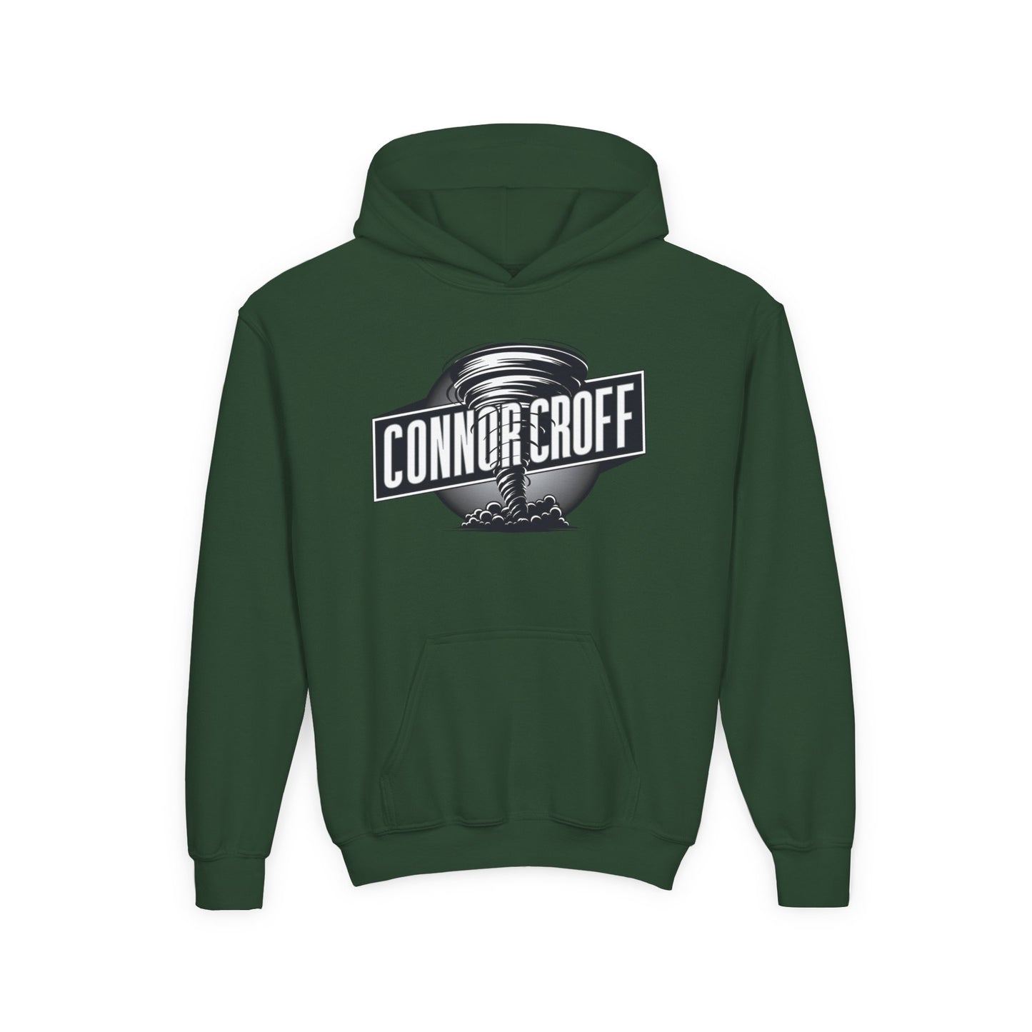 Connor Croff Black White Circle Logo Hoodie Youth Heavy Blend Hooded Sweatshirt