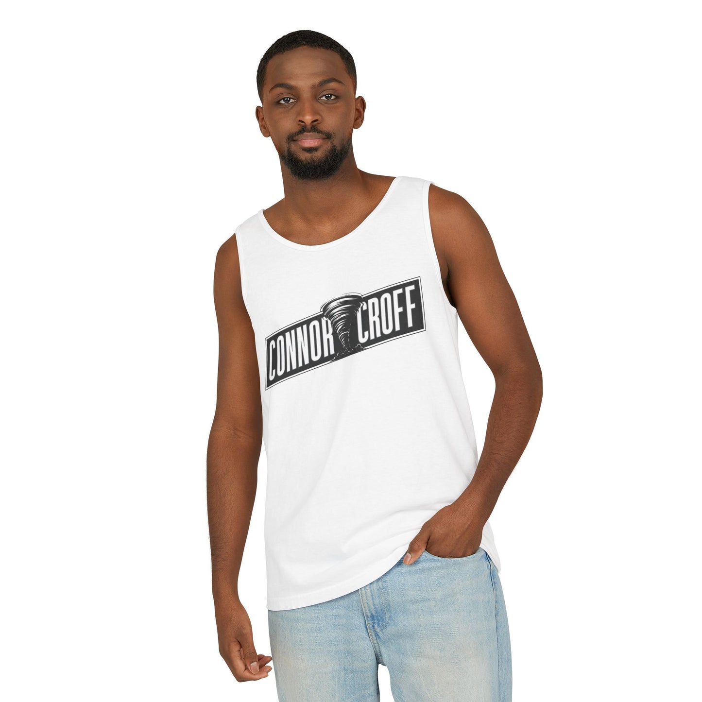Connor Croff Black White Logo Unisex Garment-Dyed Tank Top