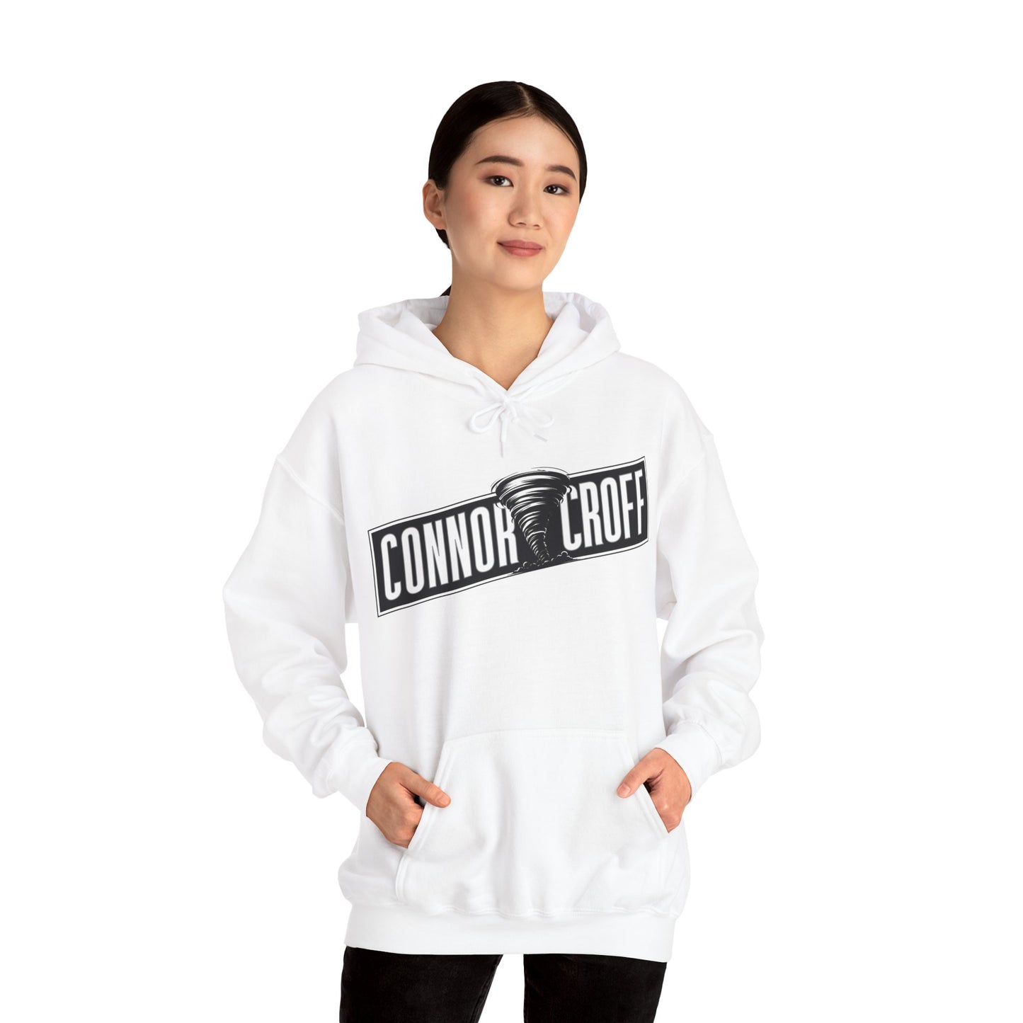 Connor Croff Black White Logo Unisex Heavy Blend™ Hooded Sweatshirt
