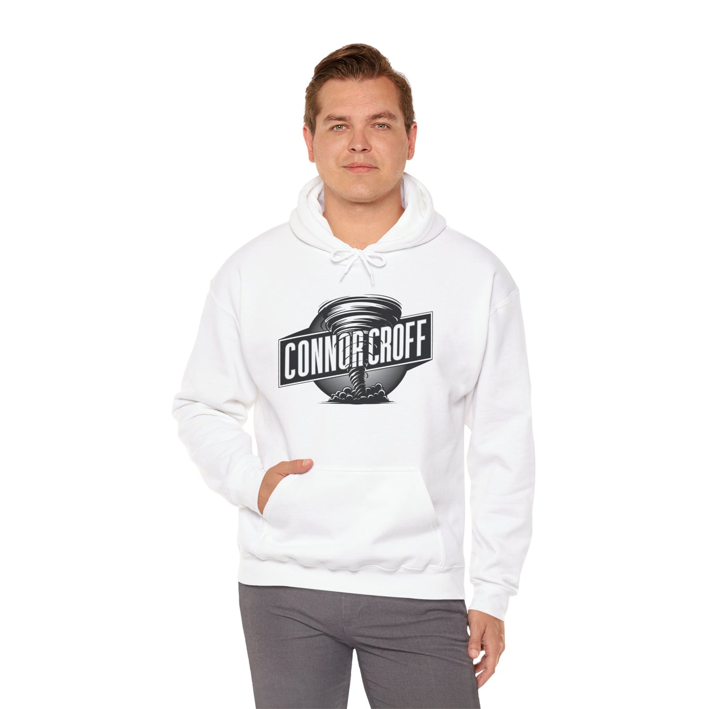 Connor Croff Black White Circle Logo Unisex Heavy Blend™ Hooded Sweatshirt