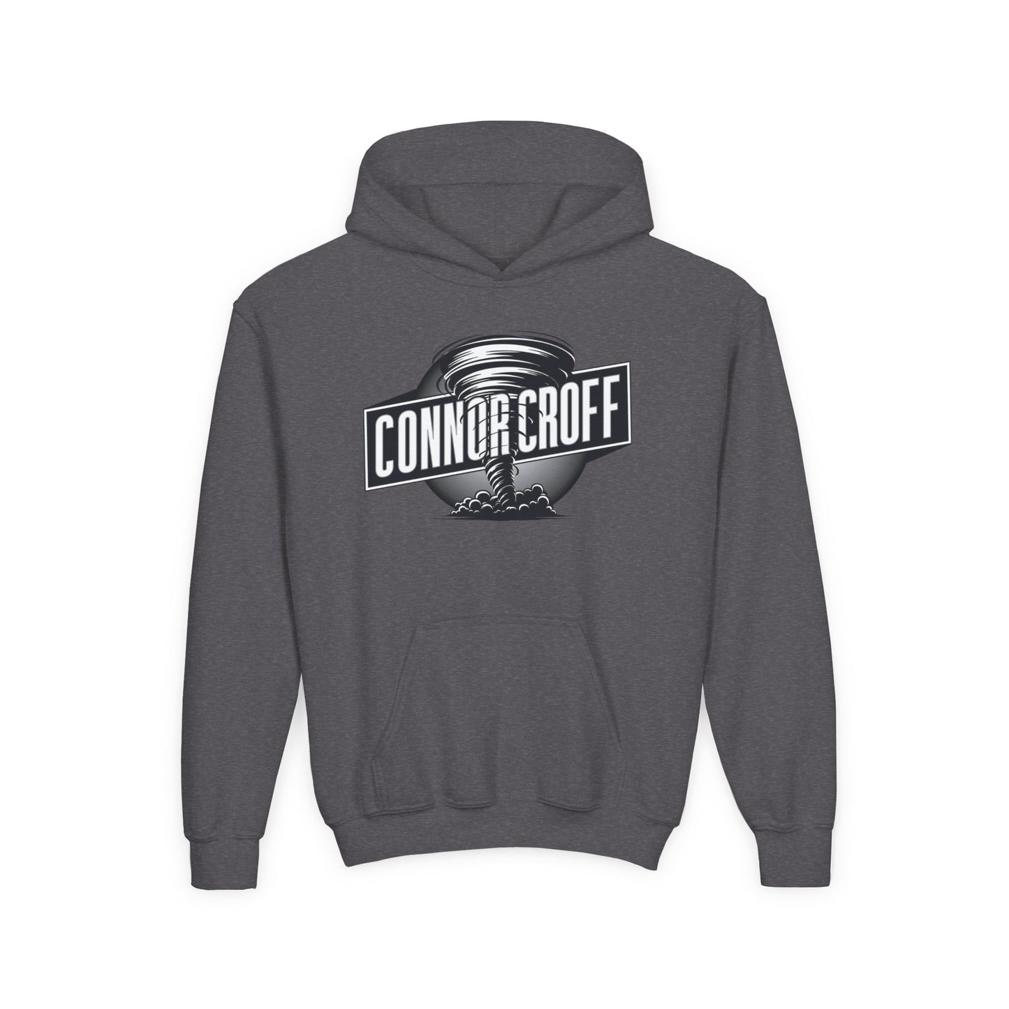 Connor Croff Black White Circle Logo Hoodie Youth Heavy Blend Hooded Sweatshirt