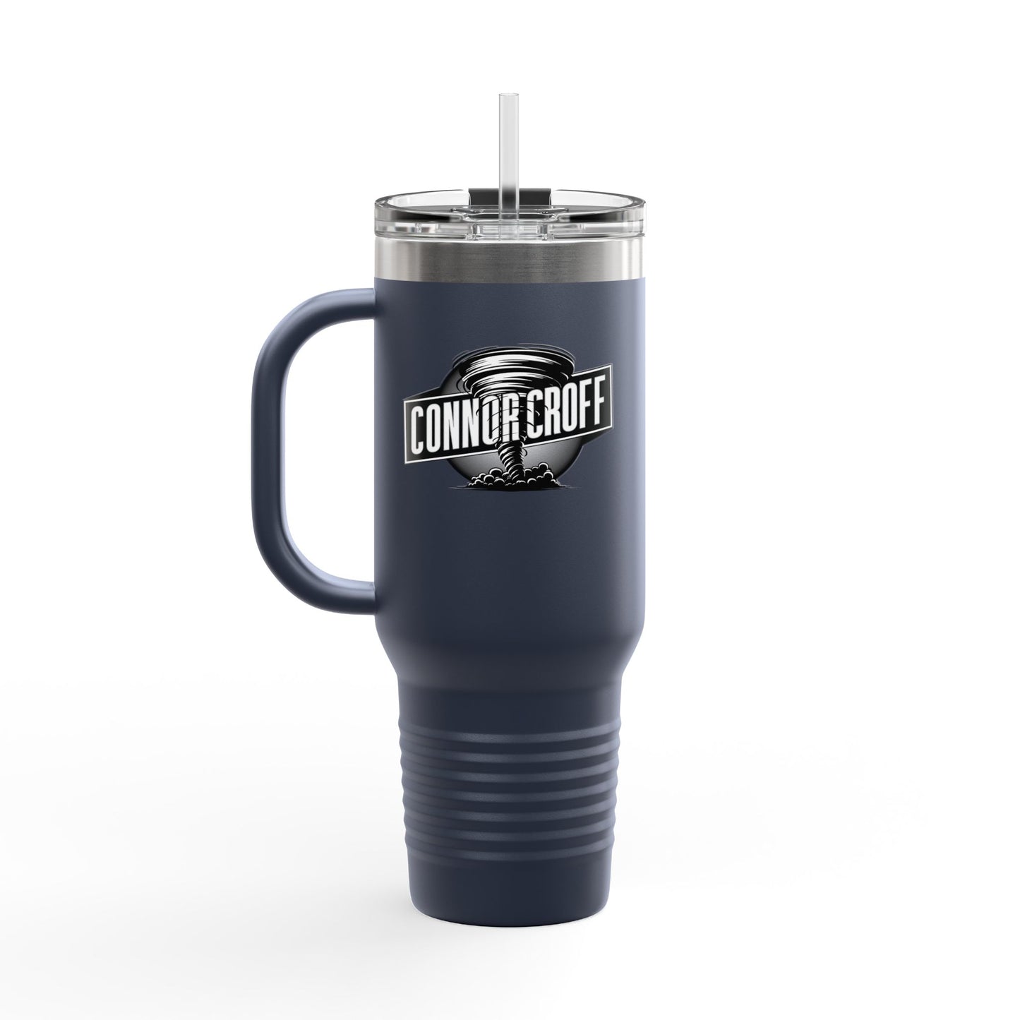 Connor Croff Black White Circle Logo Insulated Travel Mug, 40oz