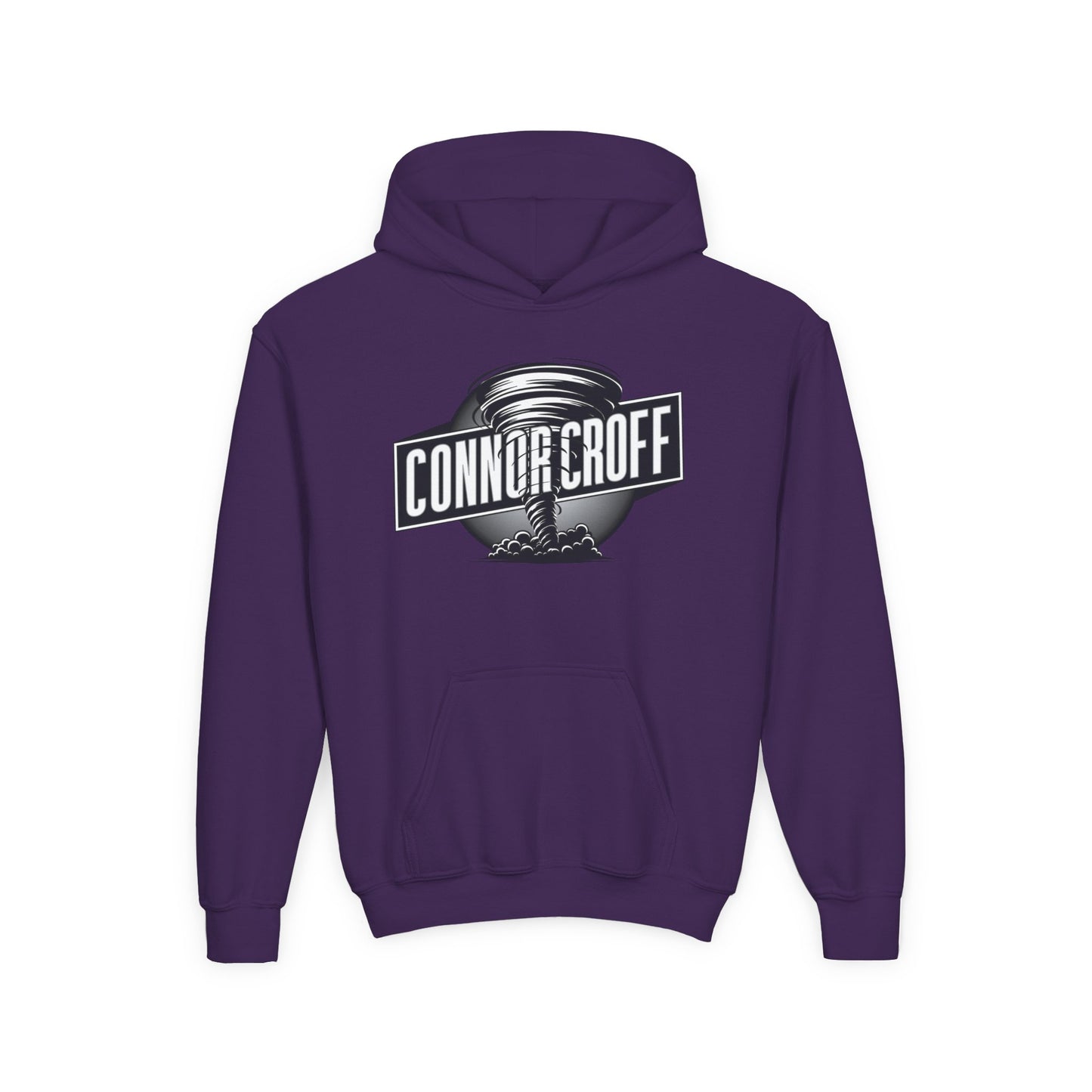 Connor Croff Black White Circle Logo Hoodie Youth Heavy Blend Hooded Sweatshirt