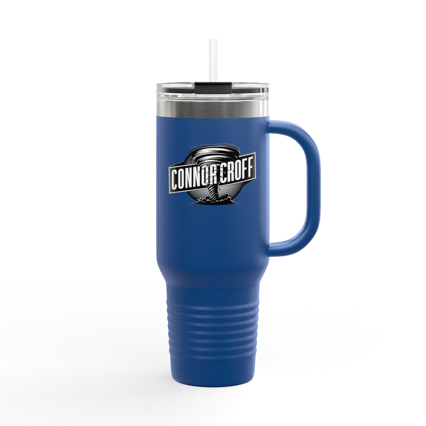 Connor Croff Black White Circle Logo Insulated Travel Mug, 40oz