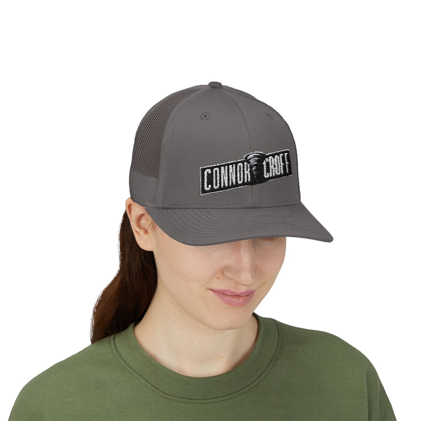 Connor Croff Black White Logo Snapback Trucker Cap