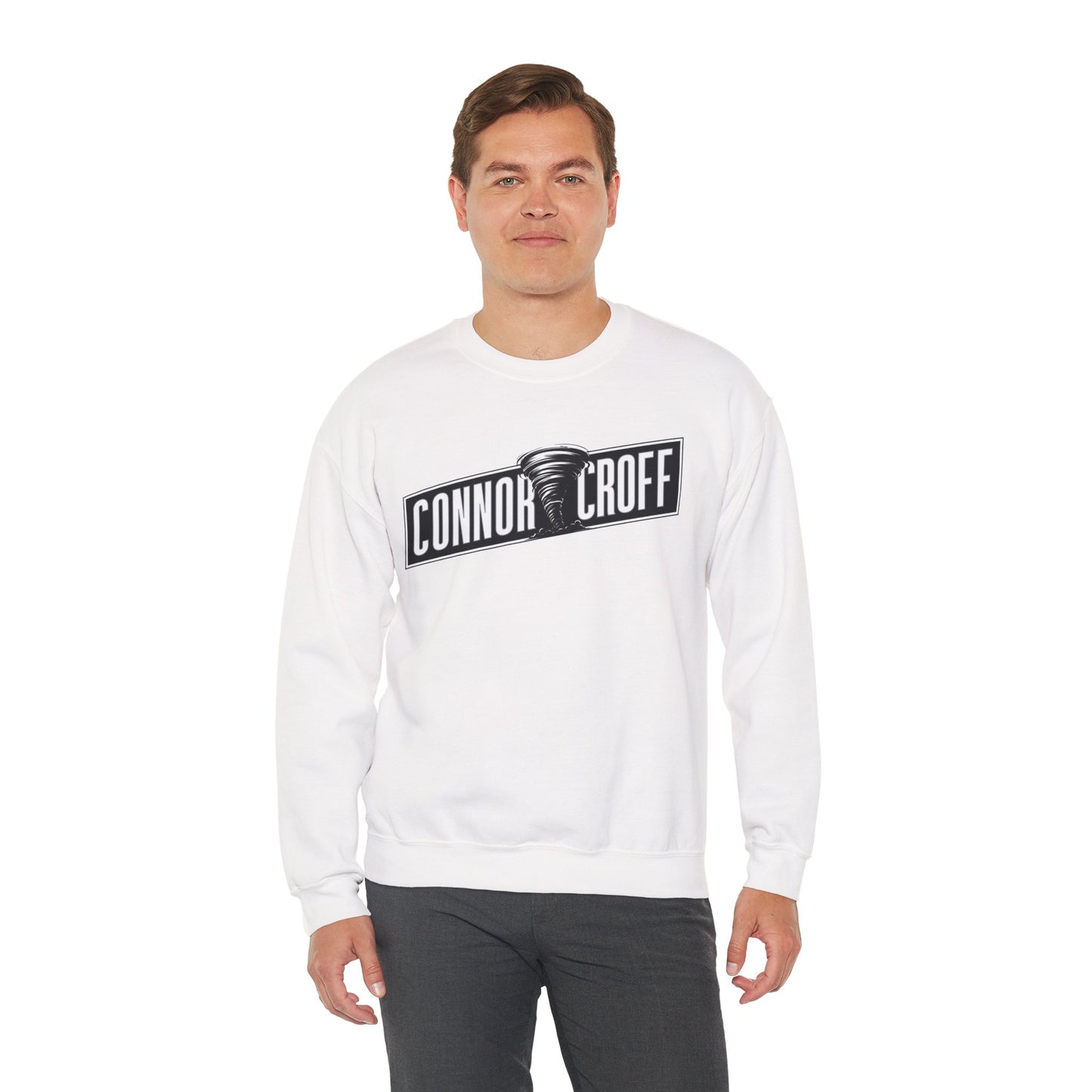 Connor Croff Black White Logo Unisex Heavy Blend™ Crewneck Sweatshirt