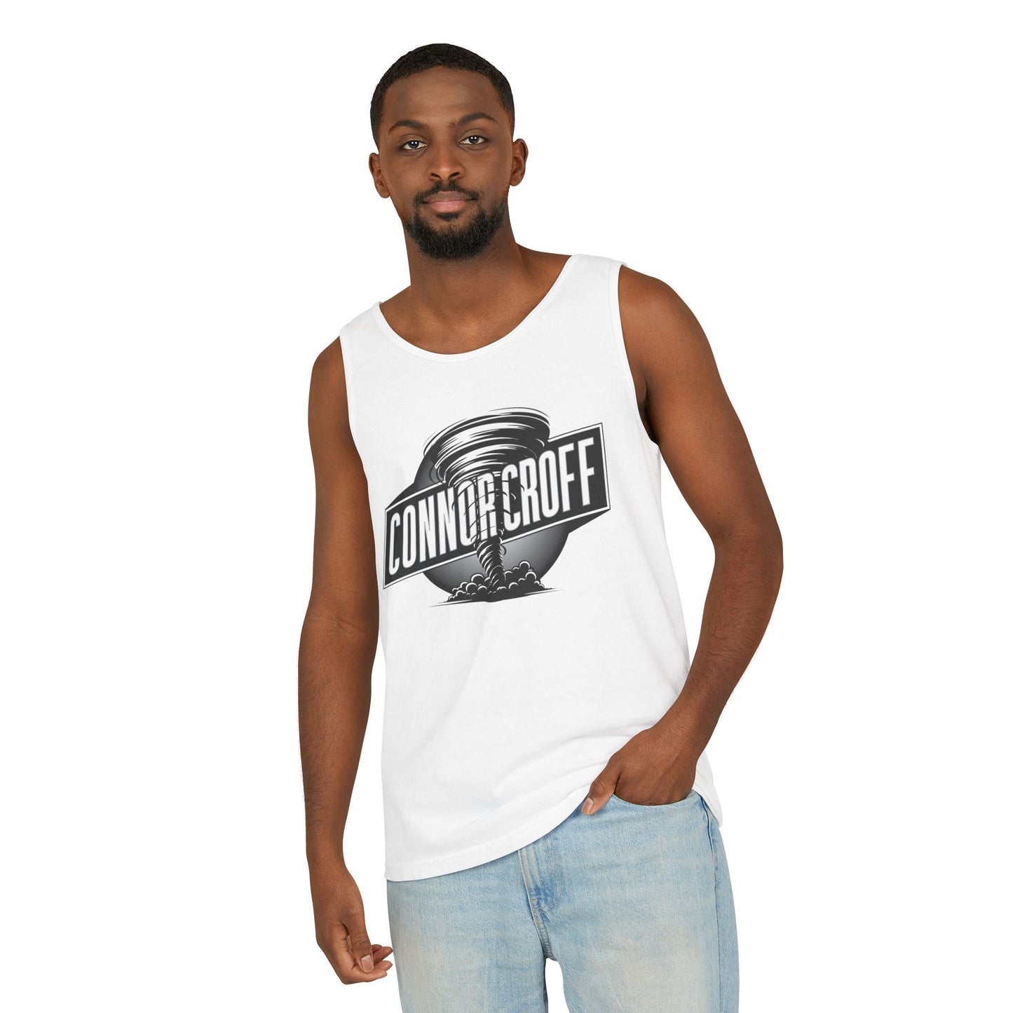 Connor Croff Black White Circle Logo Unisex Garment-Dyed Tank Top