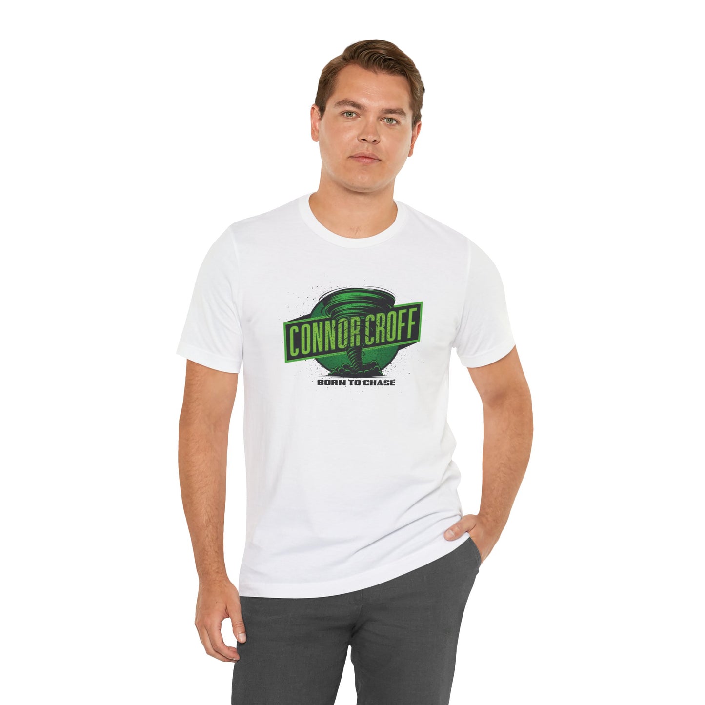 Connor Croff Green Circle "Born To Chase" Logo Unisex Jersey Short Sleeve Tee