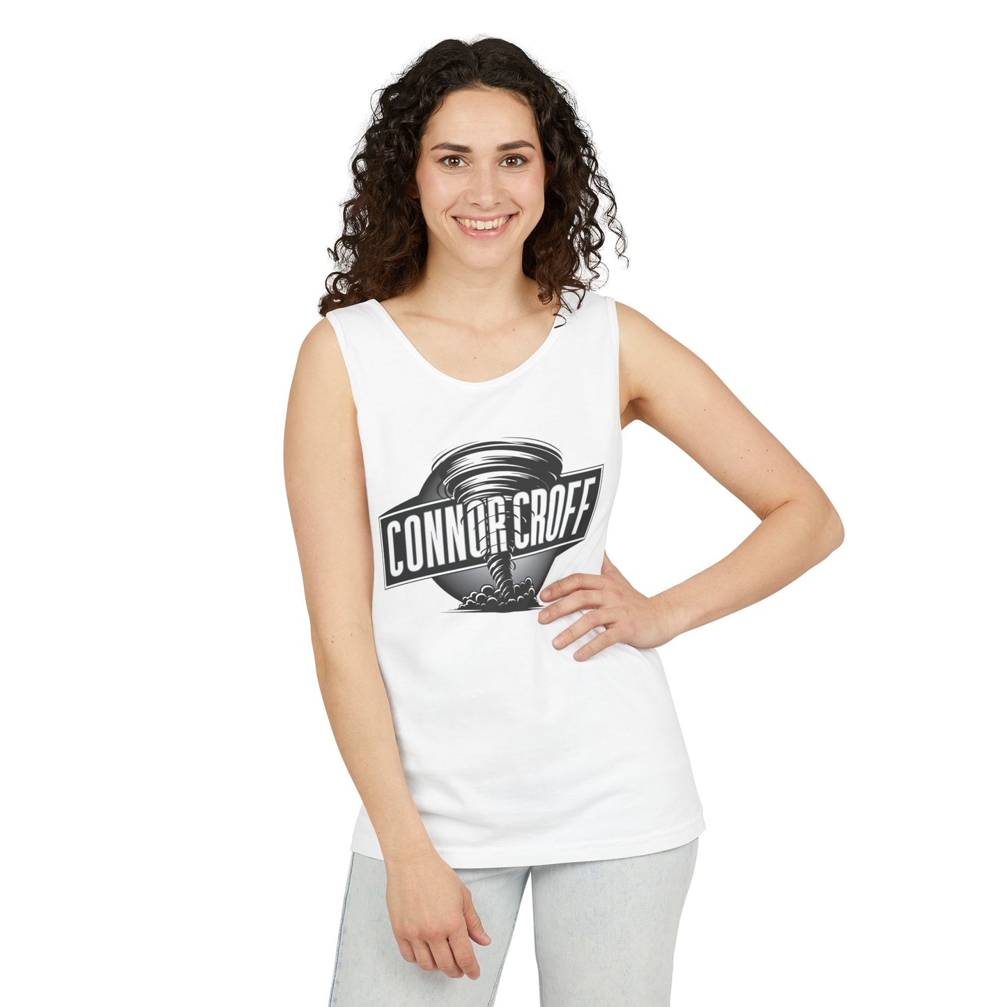 Connor Croff Black White Circle Logo Unisex Garment-Dyed Tank Top