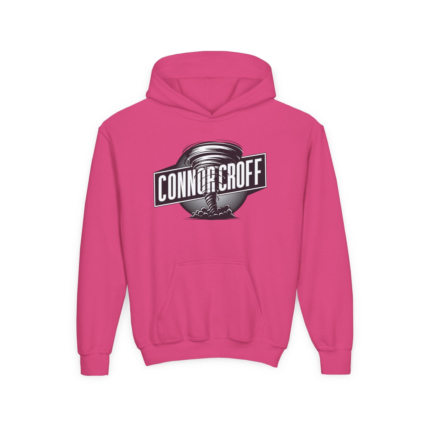 Connor Croff Black White Circle Logo Hoodie Youth Heavy Blend Hooded Sweatshirt