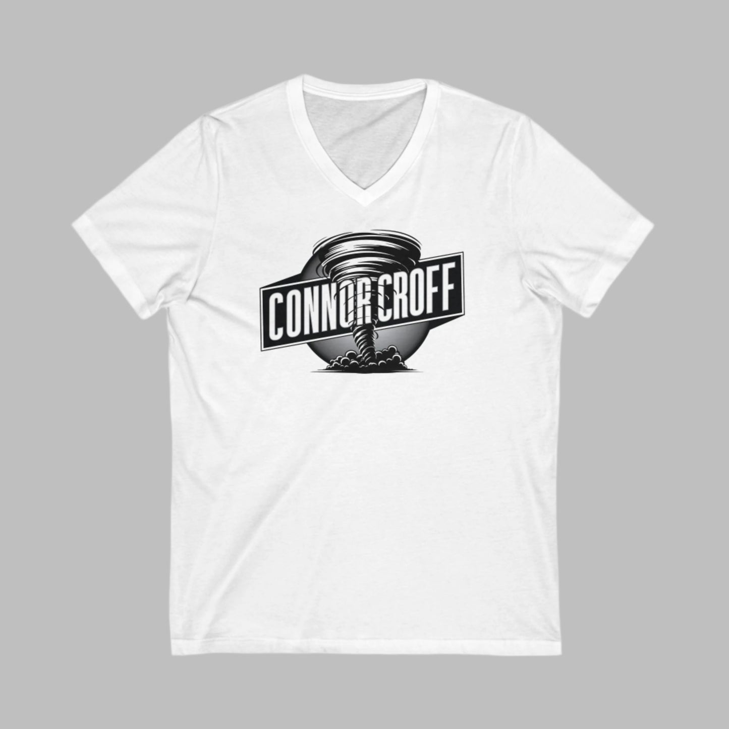 Connor Croff Black White Circle Logo Unisex Jersey Short Sleeve V-Neck Tee