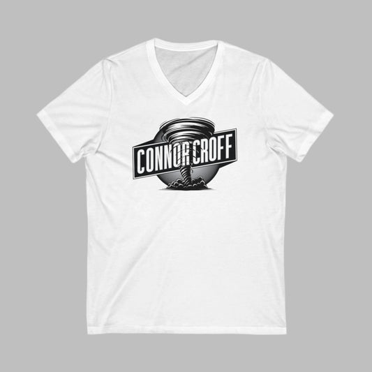 Connor Croff Black White Circle Logo Unisex Jersey Short Sleeve V-Neck Tee