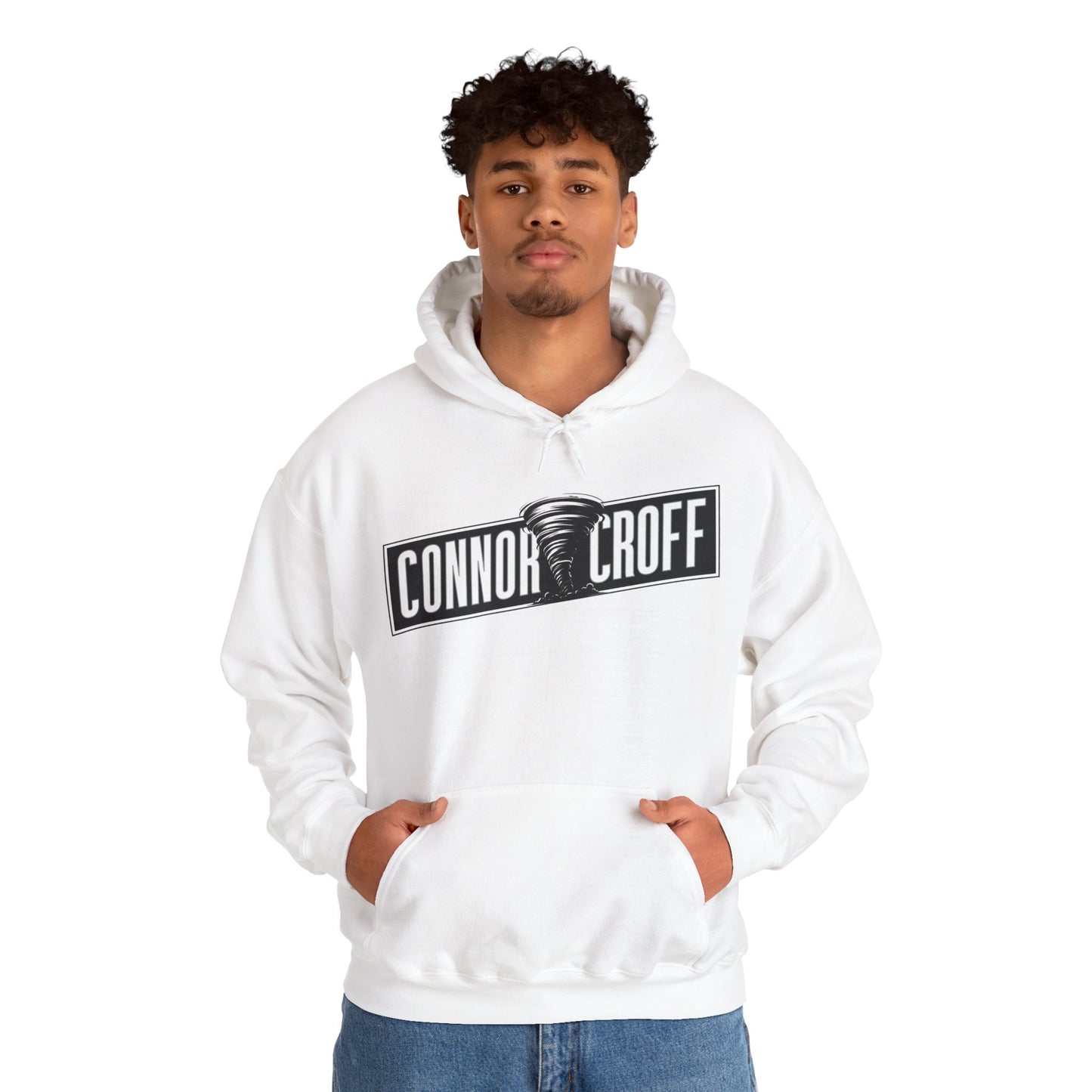 Connor Croff Black White Logo Unisex Heavy Blend™ Hooded Sweatshirt