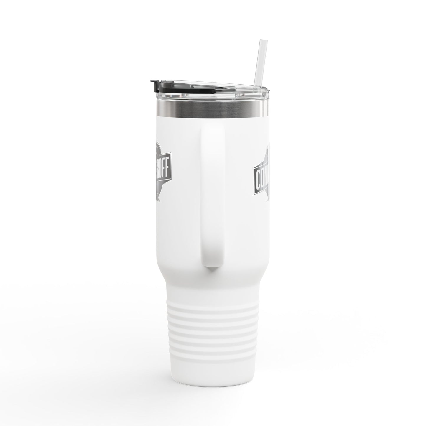 Connor Croff Black White Circle Logo Insulated Travel Mug, 40oz